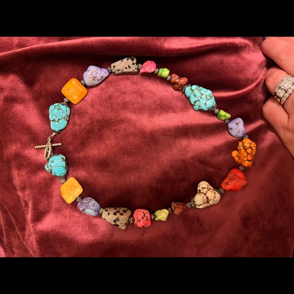 New ladies multicolored stone toggle necklace - Picture 1 of 5